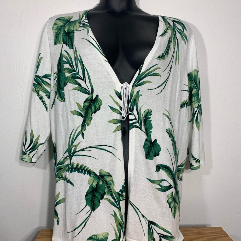 CJ Banks Cardigan Sweater Tie Front 3/4 Sleeves 1X New